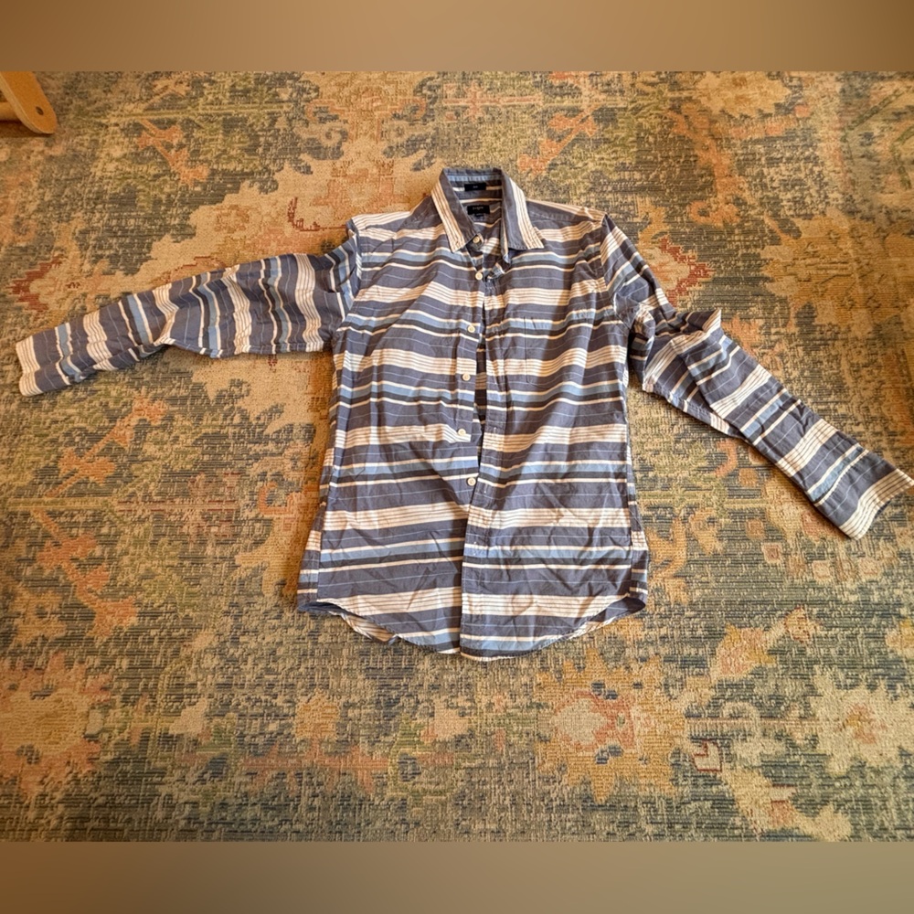 J. Crew Blue and White Striped slim fit Shirt